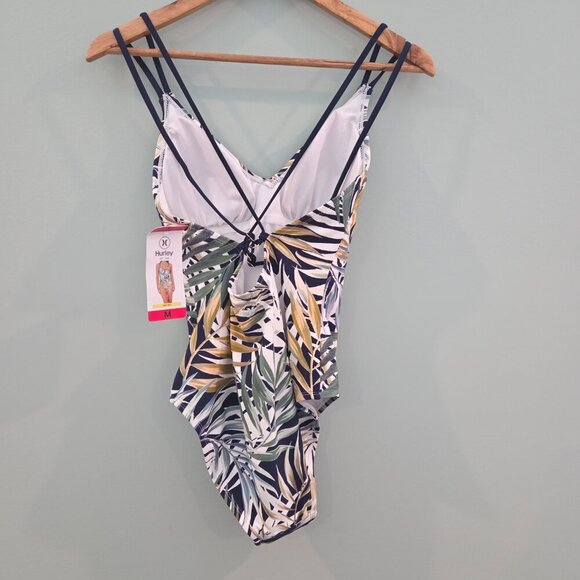 HURLEY SIZE MEDIUM ONE-PIECE SWIMSUIT GREEN LEAF WITH BLUE/WHITE/TAN NEW - Picture 6 of 10